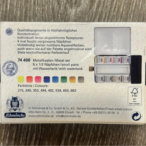 Schmincke - HORADAM AQUARELL Small Color Box with 8 1/2 Pans Watercolor Paint - Picture 4 of 12